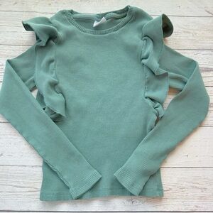 {Zara} Ribbed Ruffle Long Sleeve Shirt